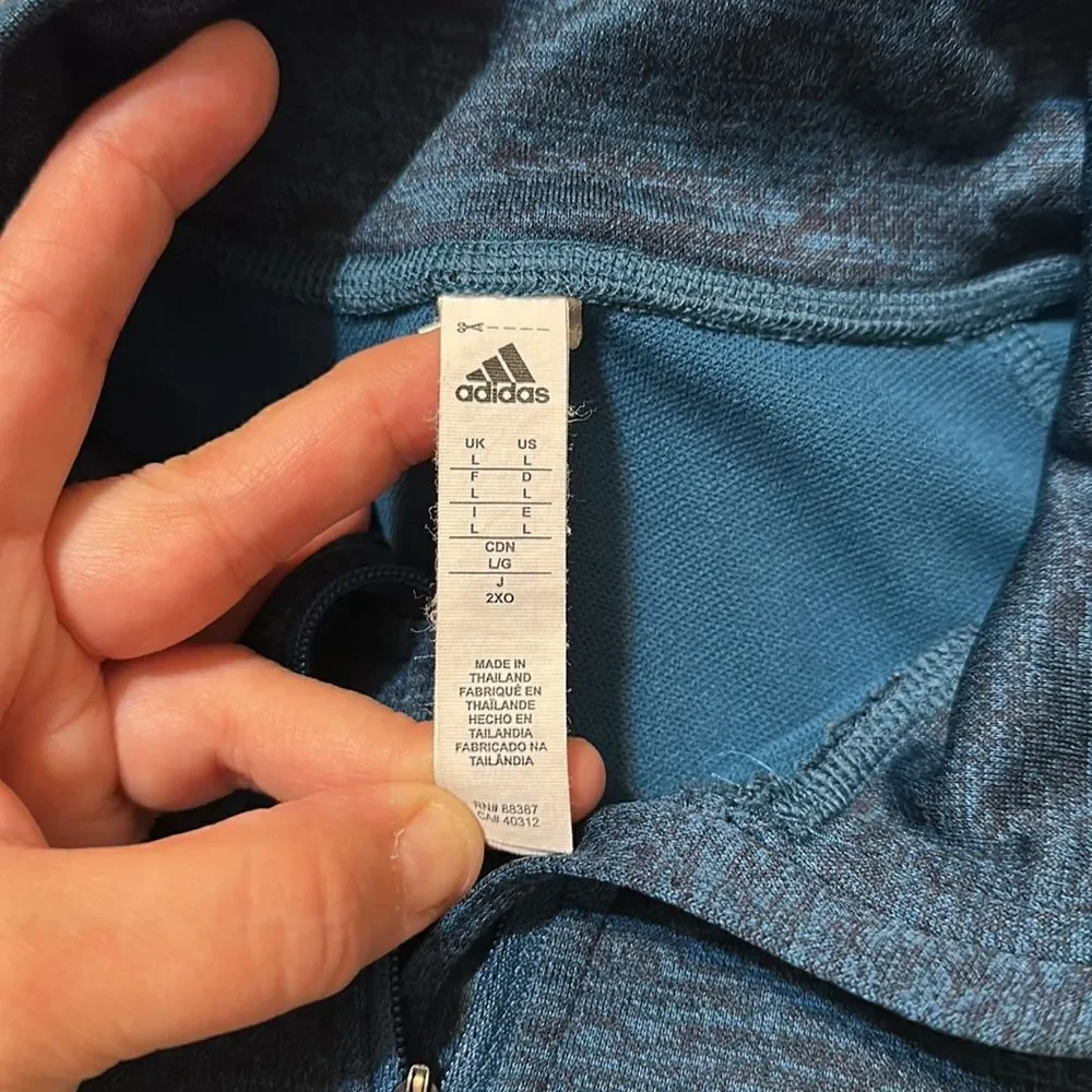 adidas L climalite Blue Black Heathered Quarter Zip Pullover Athletic Sweatshirt